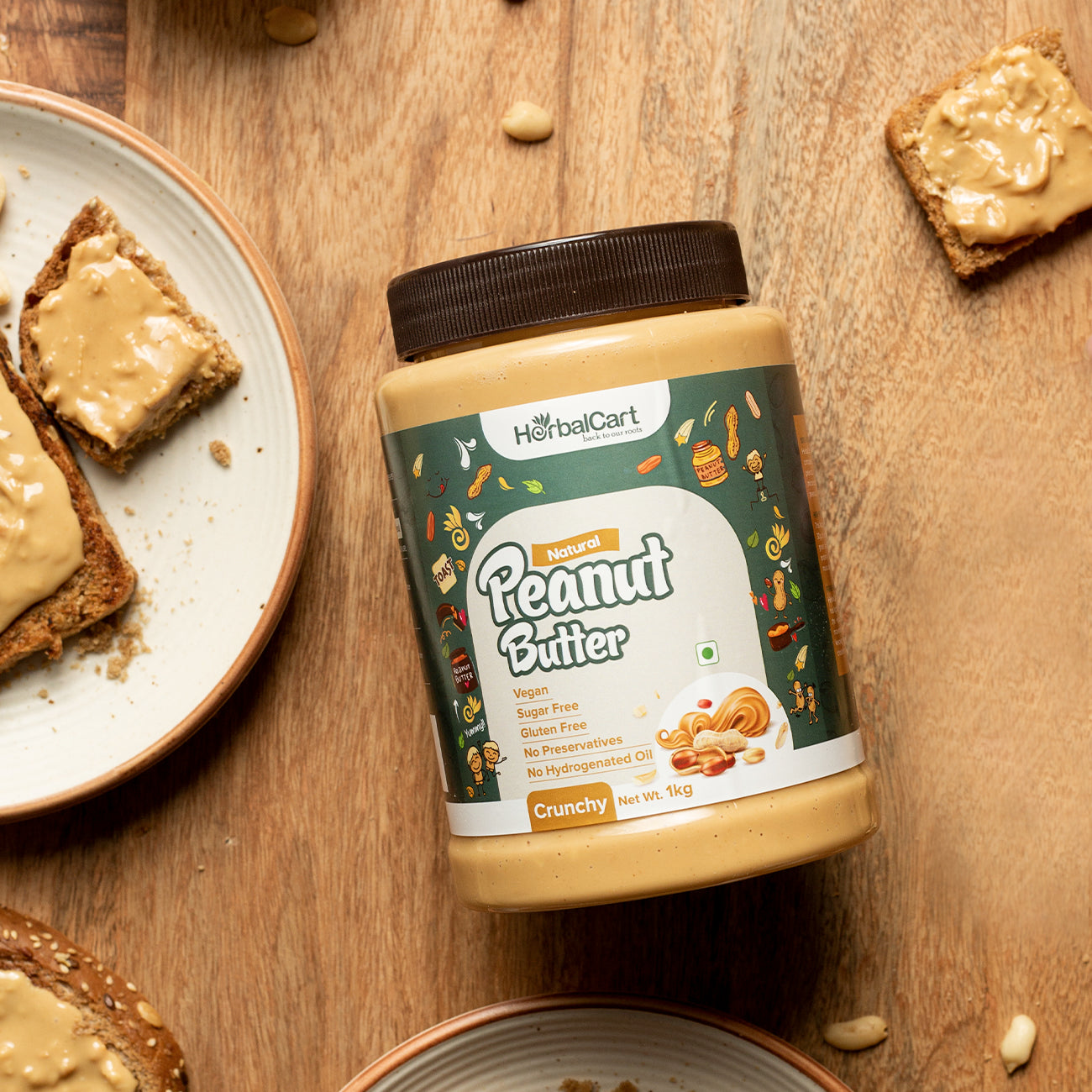 Natural Peanut Butter, Crunchy (1kg & 340g)