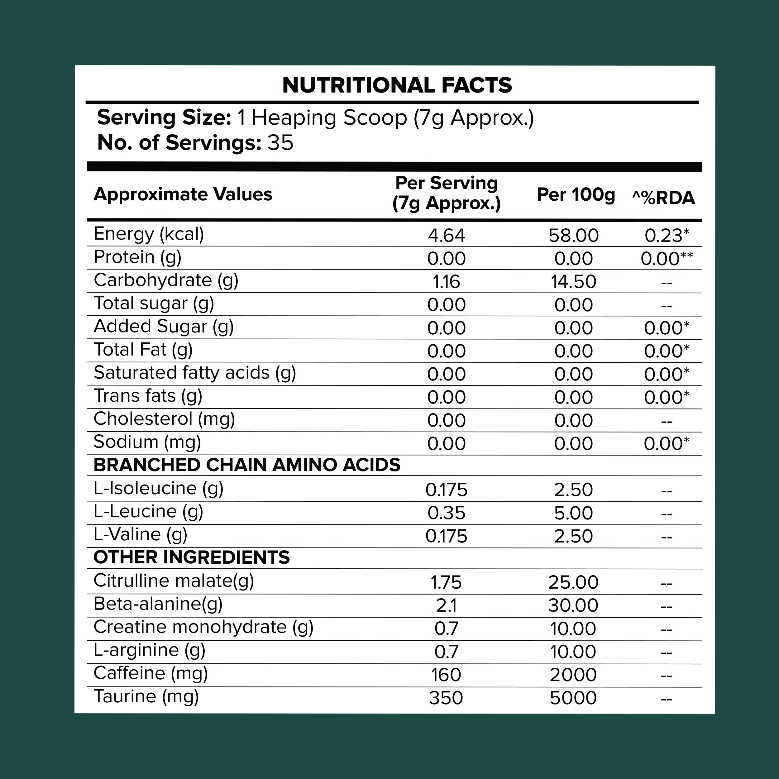 Pre Workout, Blueberry Flavor (250g)