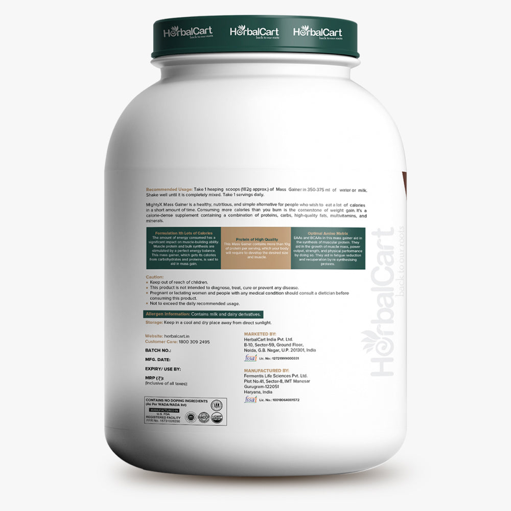 Muscle Mass Gainer, Chocolate Flavor (3kg) - Herbalcart