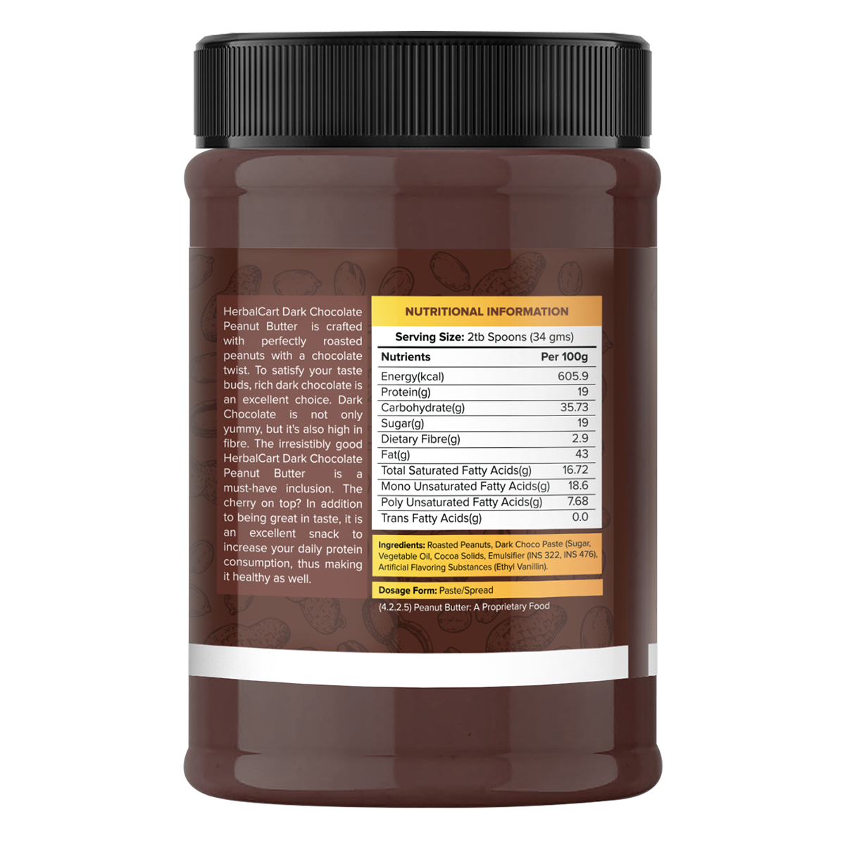Dark Chocolate Peanut Butter, Crunchy (1kg & 340g)