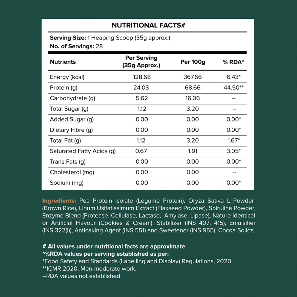 Plant Protein, Cookies & Cream Flavor (1kg) - Herbalcart