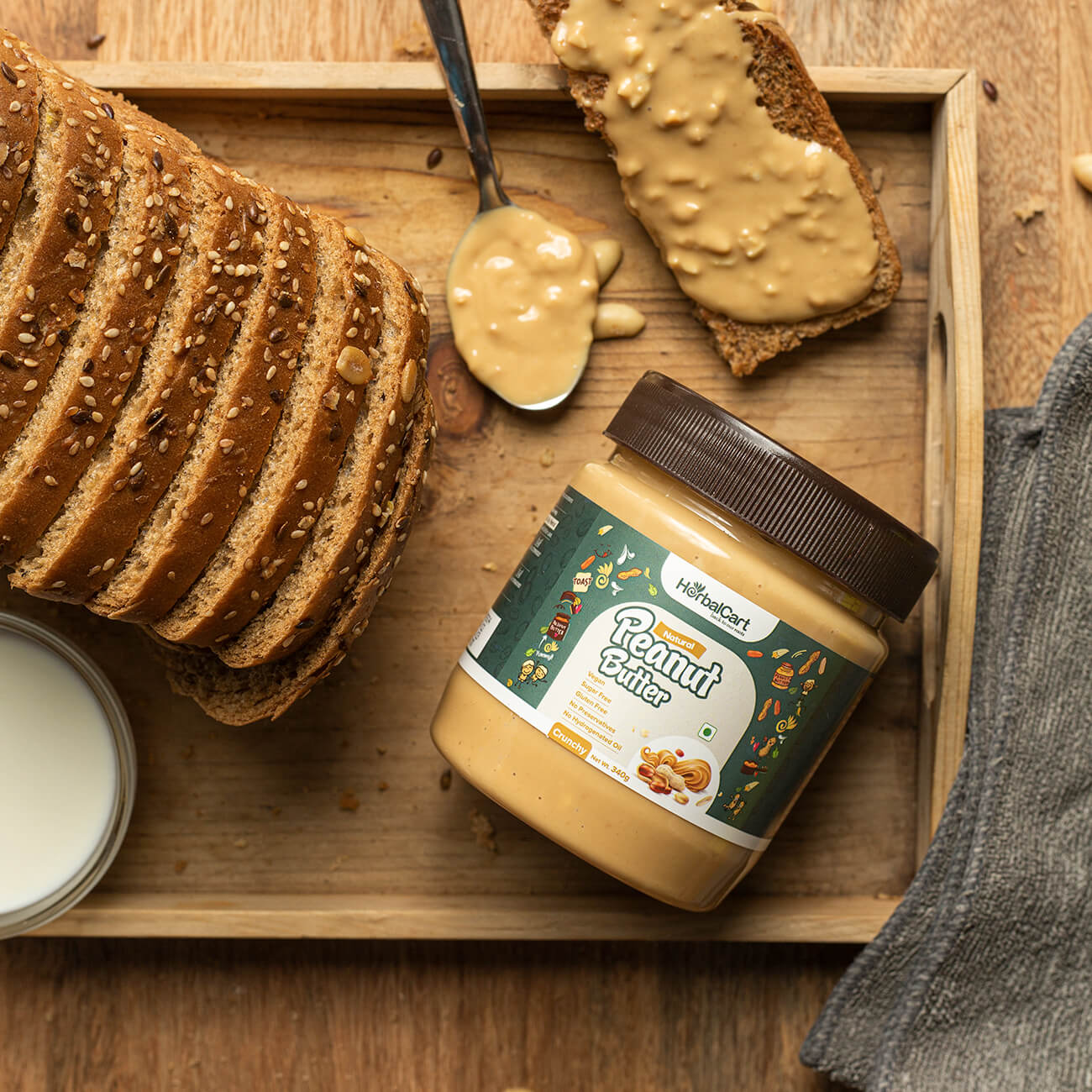 Natural Peanut Butter, Crunchy (1kg & 340g)