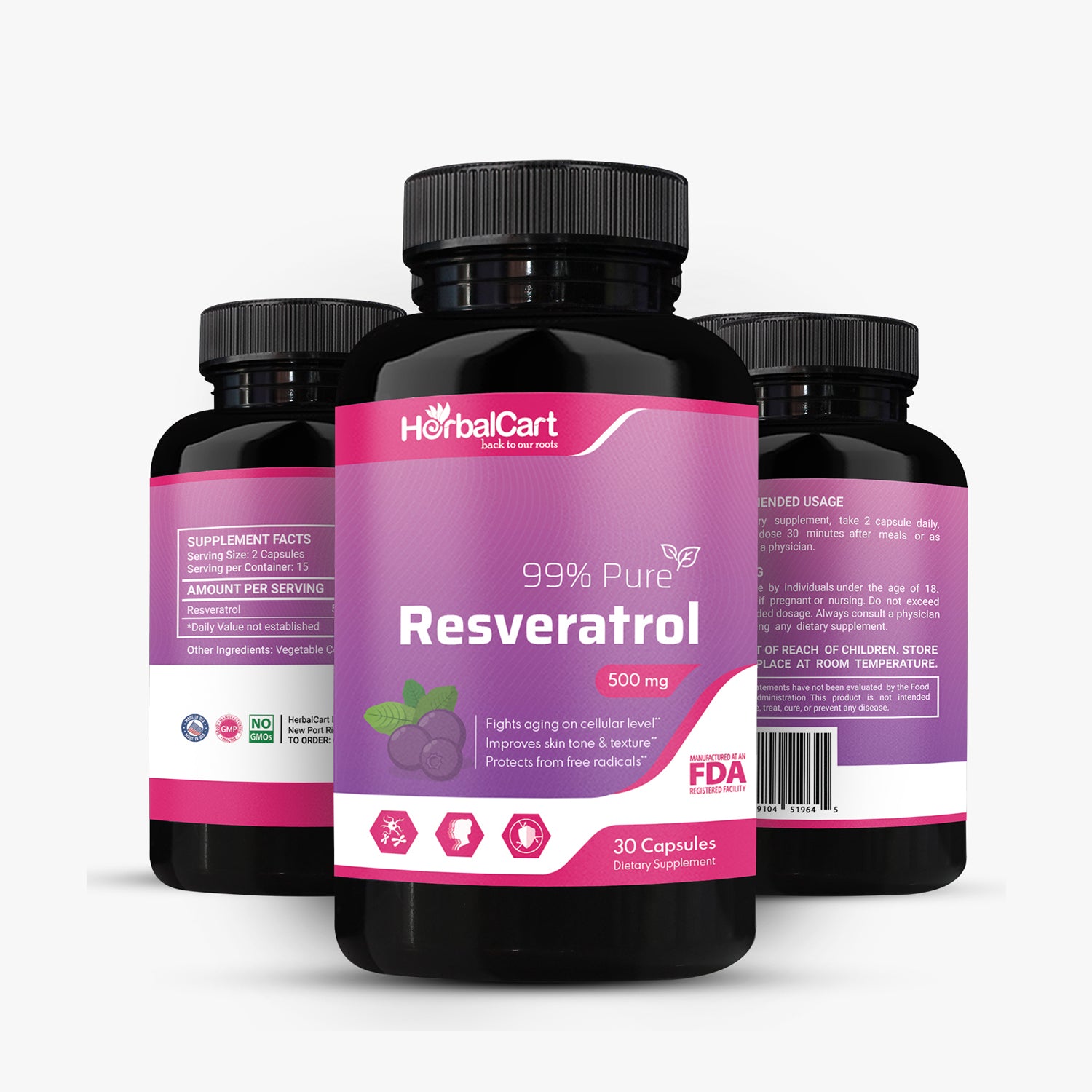 Pure Resveratrol 500mg – Antioxidant, Healthy Aging & Heart Health Support