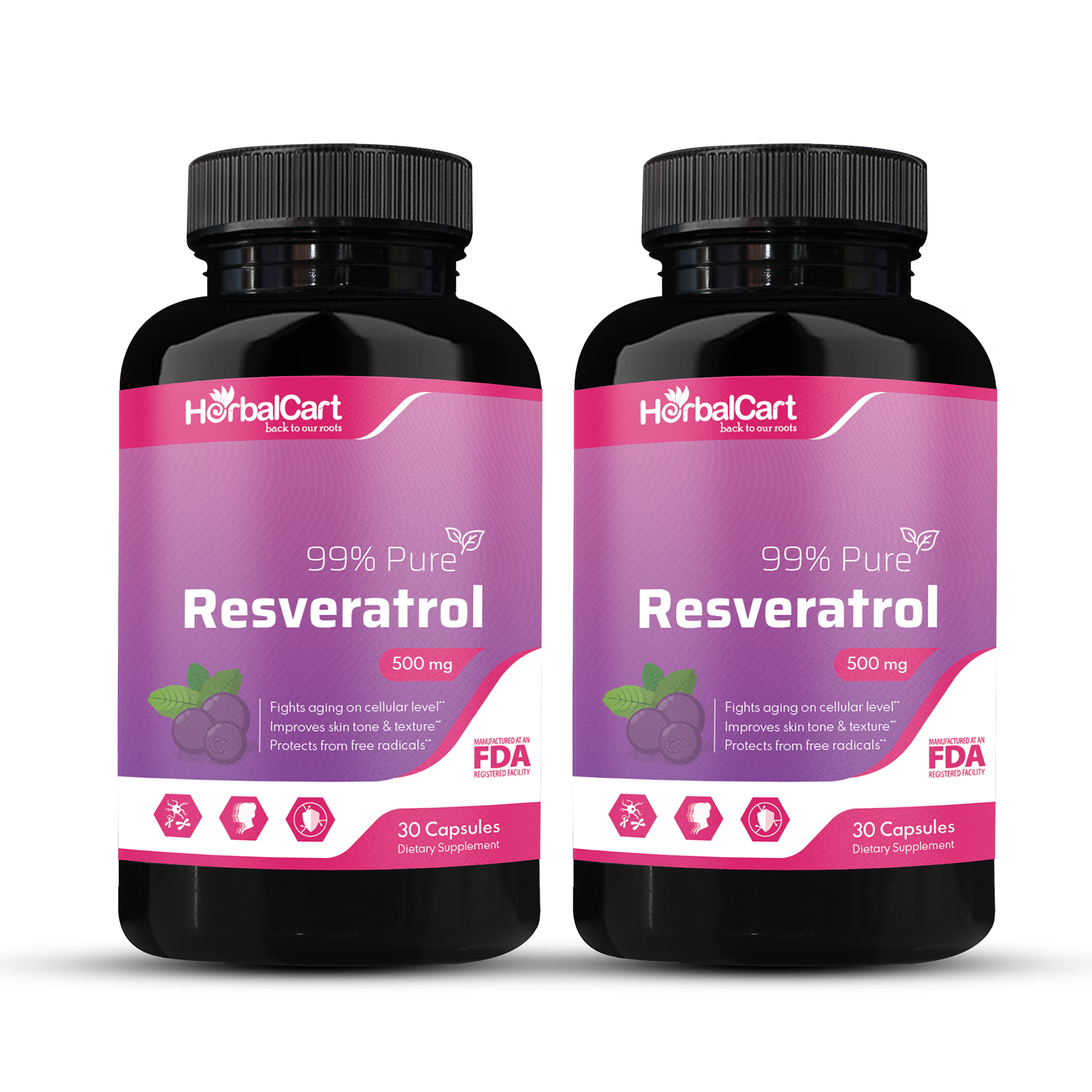 Pure Resveratrol 500mg – Antioxidant, Healthy Aging & Heart Health Support