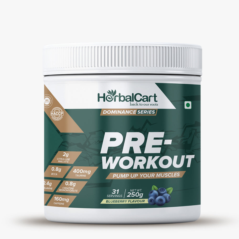 Pre Workout, Blueberry Flavor (250g) - Herbalcart