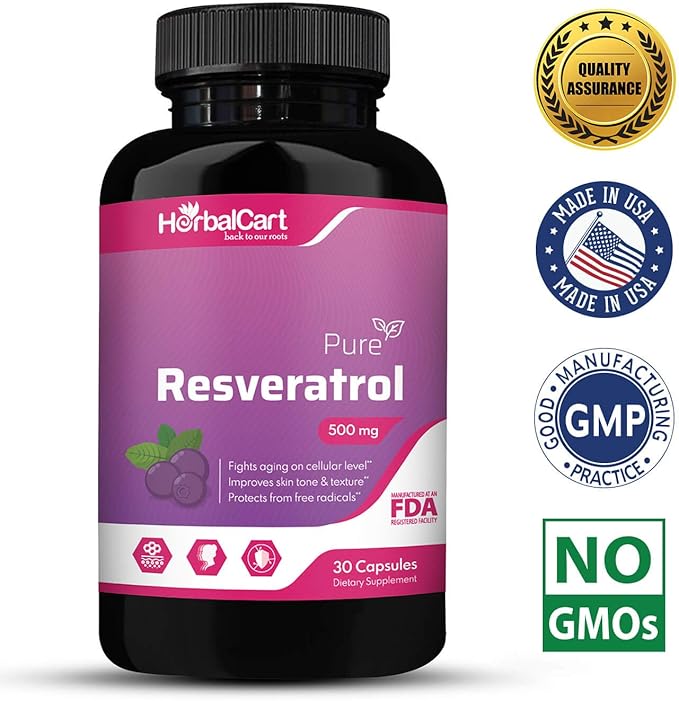Pure Resveratrol 500mg – Antioxidant, Healthy Aging & Heart Health Support